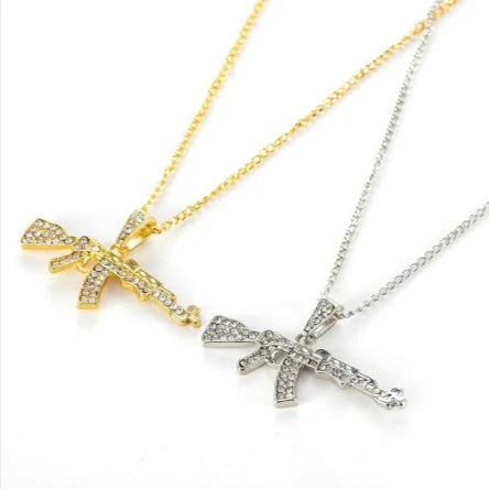Diamond-Encrusted Submachine Gun Necklace