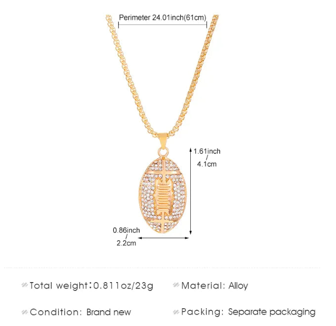 American Football Pendant Necklace