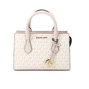 Michael Kors Sheila White Rose Center Zip Satchel Bag