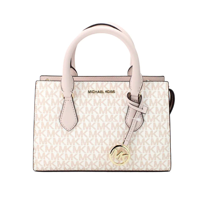 Michael Kors Sheila White Rose Center Zip Satchel Bag