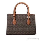 Michael Kors Sheila Brown PVC Center Zip Satchel Bag