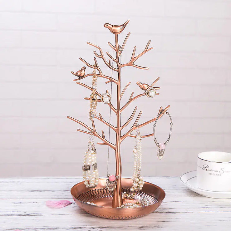 Metal Jewelry Display Stand with Bird Design