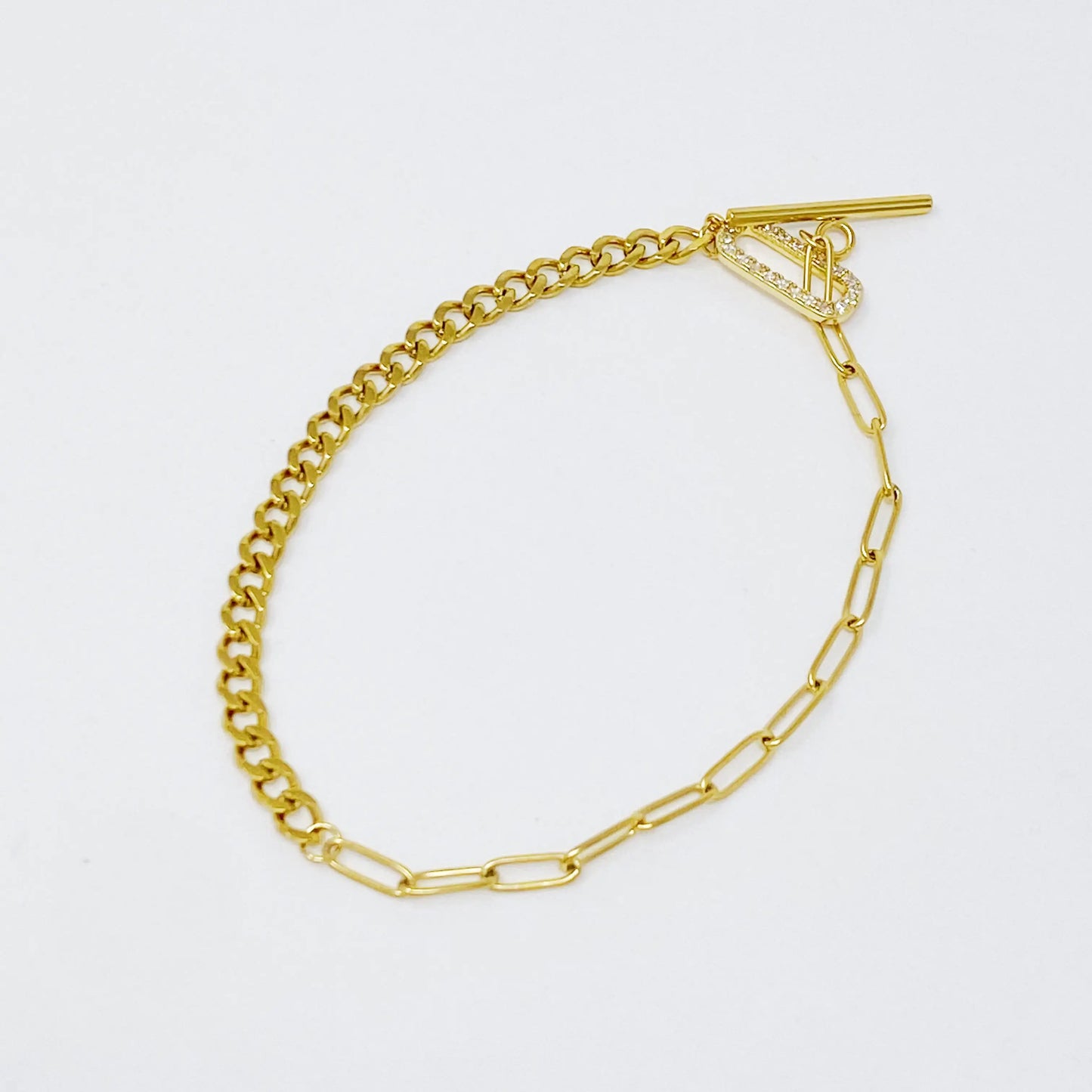 Mixed Chain Glam Toggle Anklet