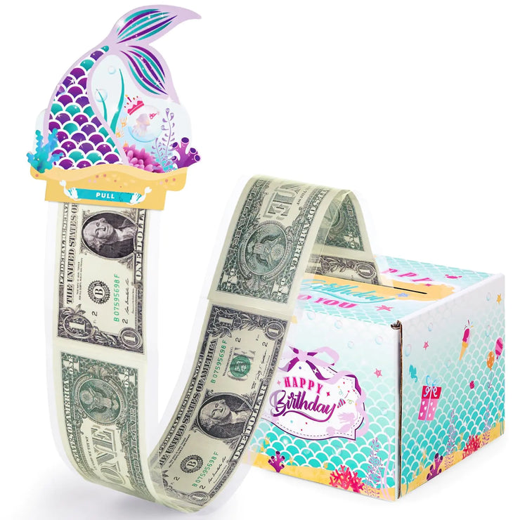 Mermaid Surprise Cash Gift Box with 50 Transparent Bags