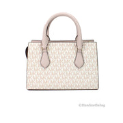 Michael Kors Sheila White Rose Center Zip Satchel Bag