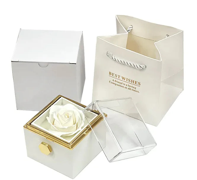 Elegant Rotating Rose Jewelry Box