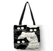 Chic Cat Linen Tote