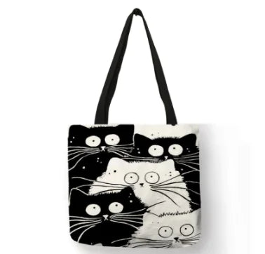 Chic Cat Linen Tote