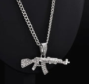Diamond-Encrusted Submachine Gun Necklace