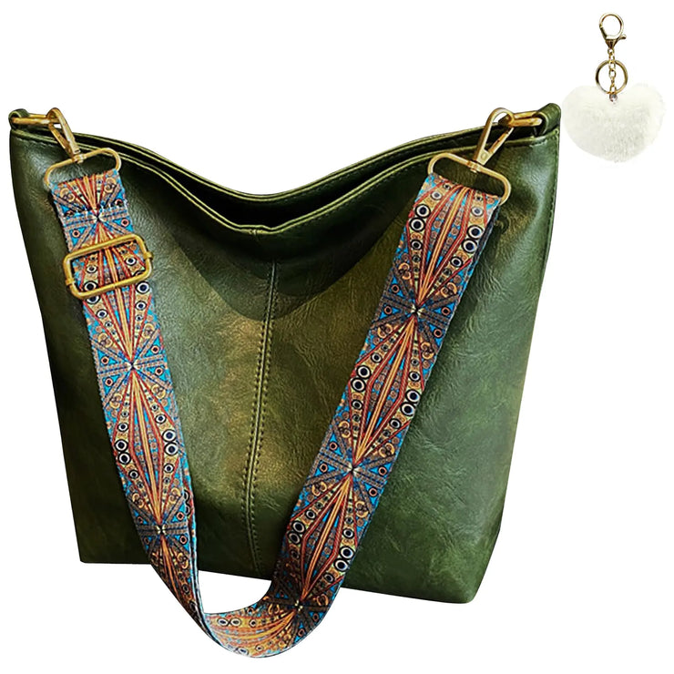 Boho Chic Vegan Leather Hobo Bag Green