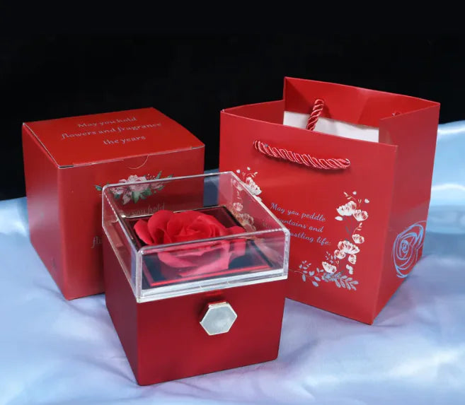 Elegant Rotating Rose Jewelry Box