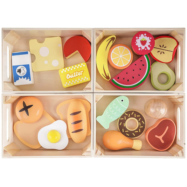 Wooden Play Food Sets Pretend Play Kitchen Toys