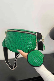 Ella Croc-Textured Sling & Coin Bag