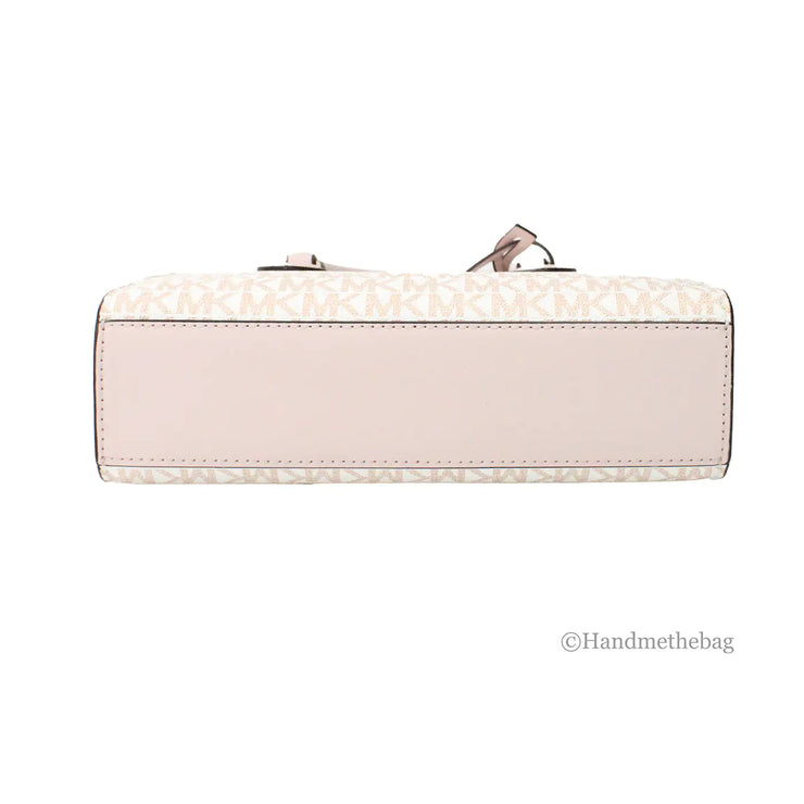 Michael Kors Sheila White Rose Center Zip Satchel Bag