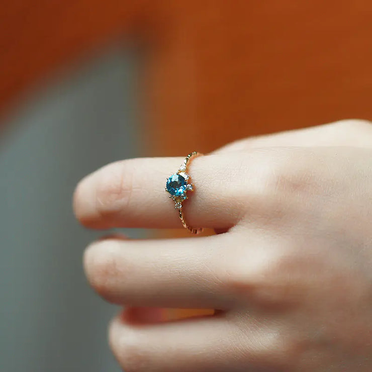 S925 Blue Topaz Sparkle Ring