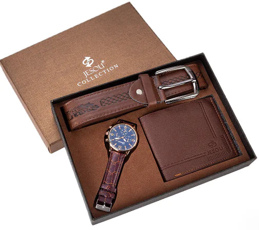 Men's Gift Set: Watch, Wallet, and Belt Combo