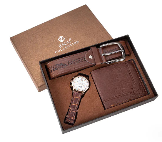 Men's Gift Set: Watch, Wallet, and Belt Combo