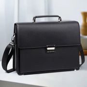 Leather Briefcase with Password Lock - Large Capacity