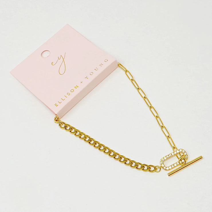 Mixed Chain Glam Toggle Anklet