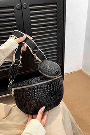 Ella Croc-Textured Sling & Coin Bag