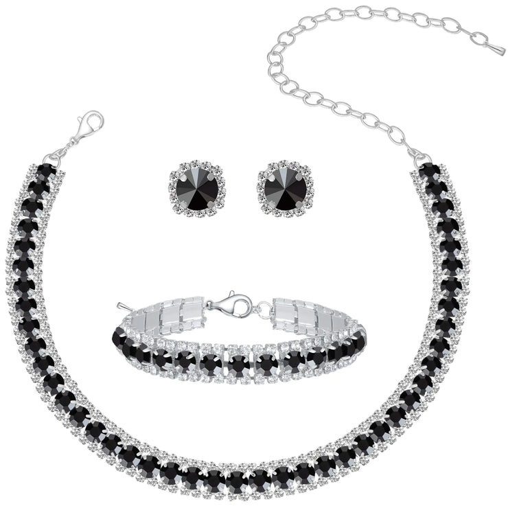 Silver Black Crystal Gala Set