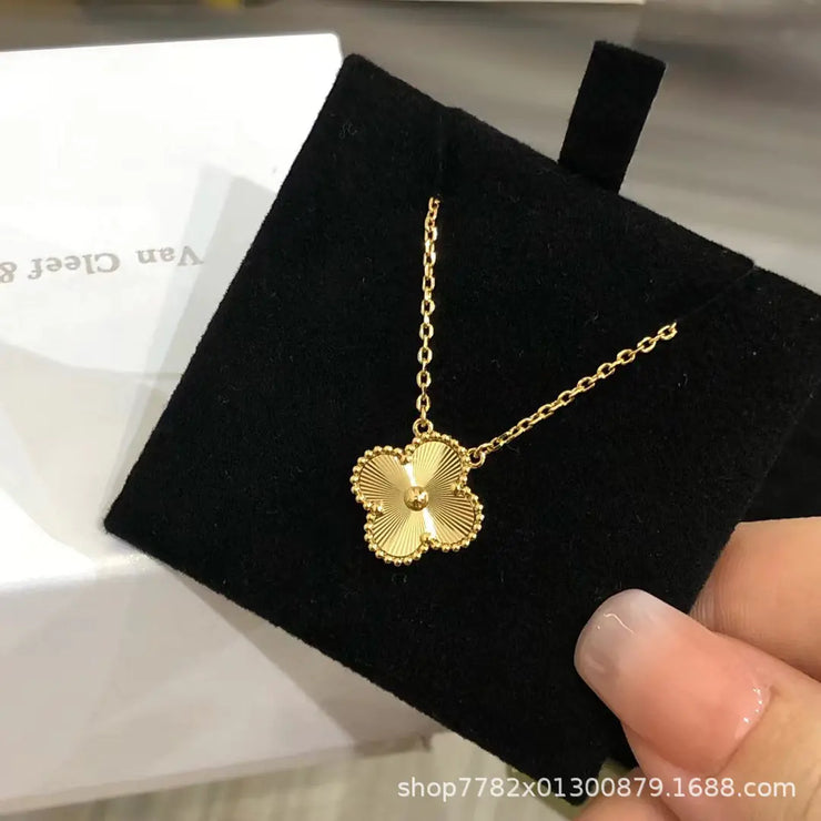 Classic Double-Sided Lucky Clover Necklace with Pendant