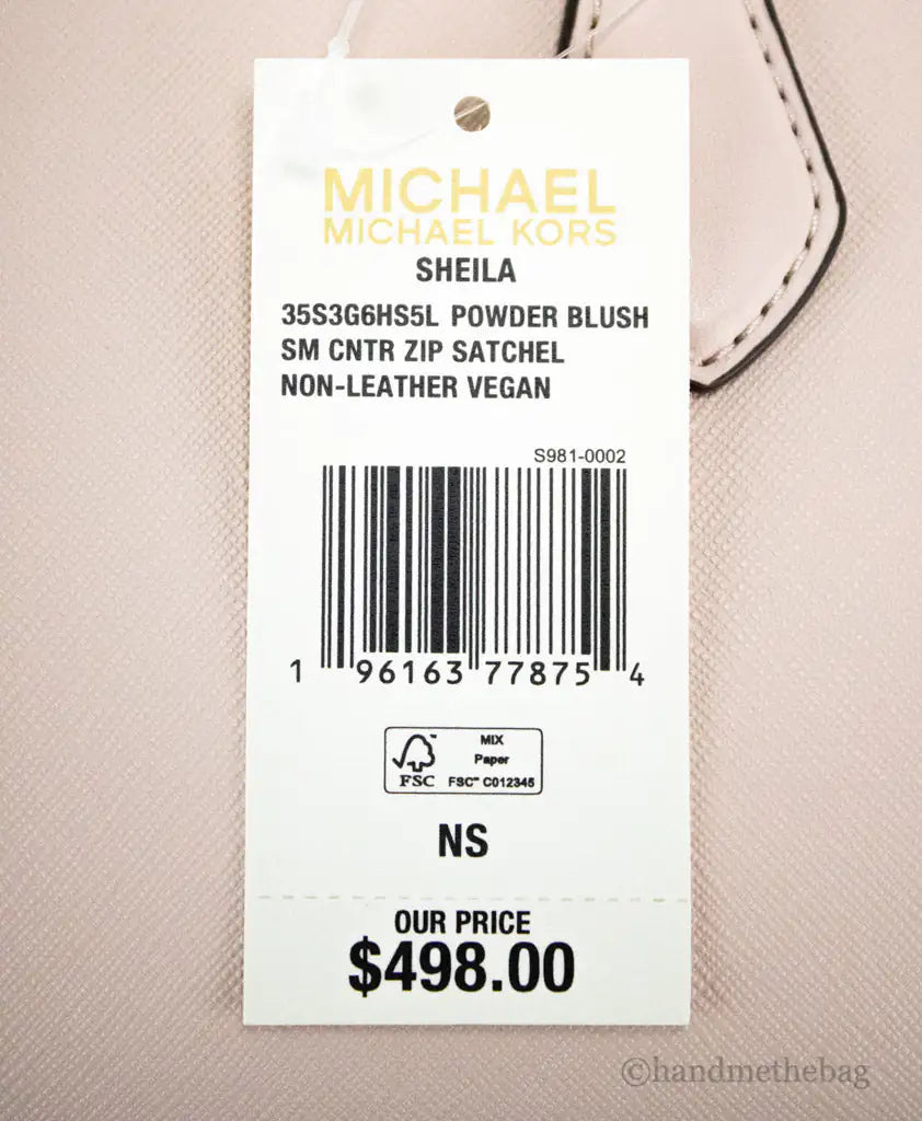 Michael Kors Sheila Small Powder Blush Vegan Center Zip Satchel