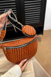 Ella Croc-Textured Sling & Coin Bag