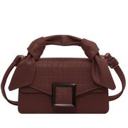 Retro Crocodile Vegan Leather Mini Top Handle Crossbody Shoulder