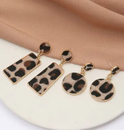 Leopard Print Drop-Shaped Double-Sided Leather Earrings