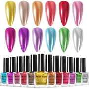 DazzleShine 12-Color Metallic Nail Set