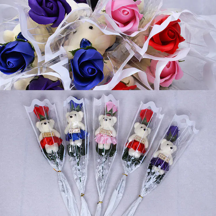 Scented Soap Flowers - Handmade Soap Rose Bear