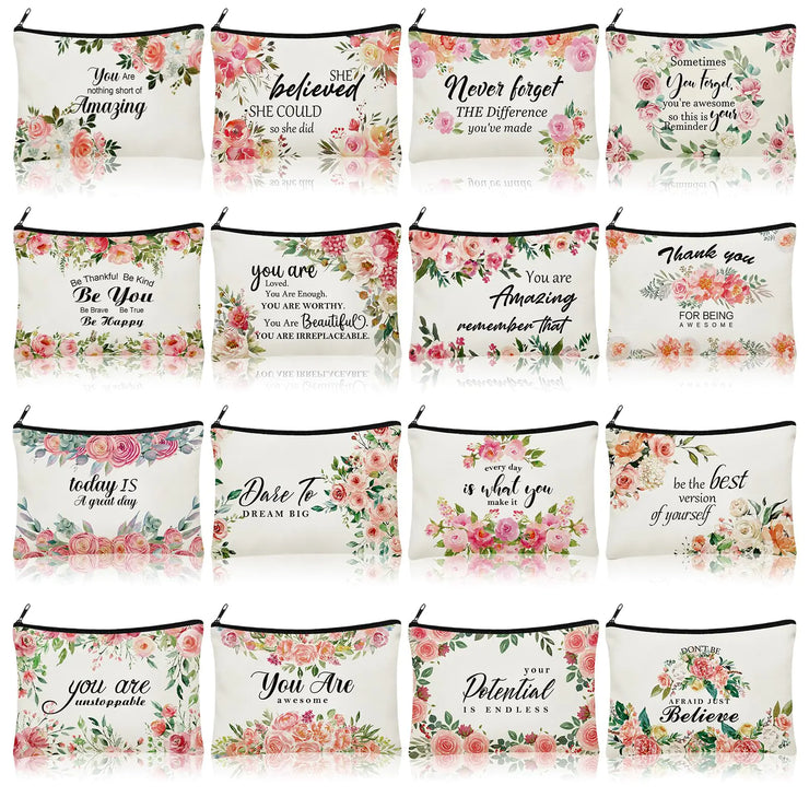 Pinkunn Inspiring Quote Cosmetic Bags - 16 Pack