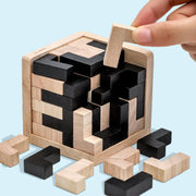 3D Wooden Cube Puzzle Toy