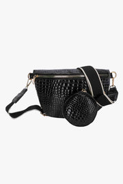 Ella Croc-Textured Sling & Coin Bag