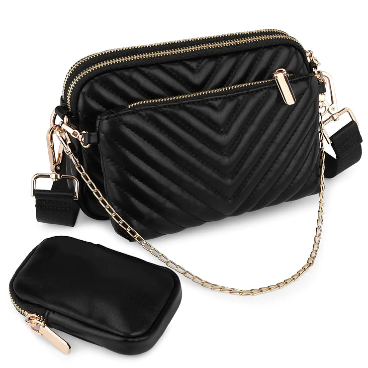 Uromee Quilted Vegan Leather Crossbody Bag