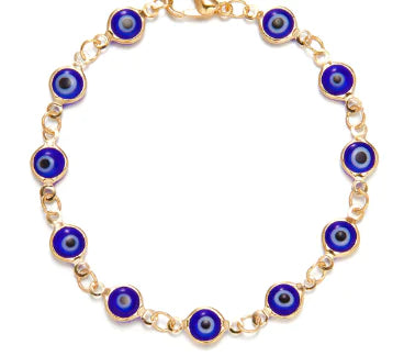Multicolor 18K Gold Adjustable Evil Eye Bracelet (One Piece)