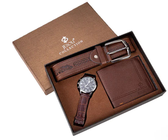 Men's Gift Set: Watch, Wallet, and Belt Combo