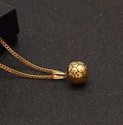 Gold-Plated Stainless Steel Soccer Pendant Necklace