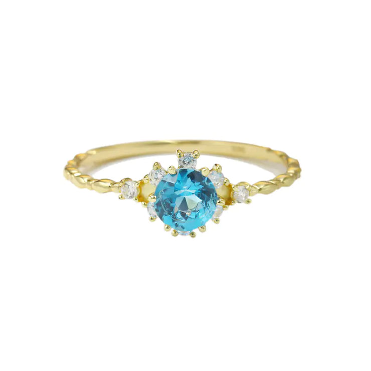 S925 Blue Topaz Sparkle Ring