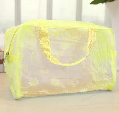 Unisex Transparent PVC Floral Makeup Travel Bag