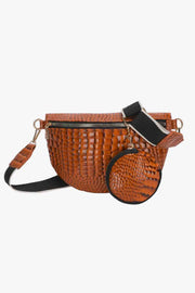 Ella Croc-Textured Sling & Coin Bag
