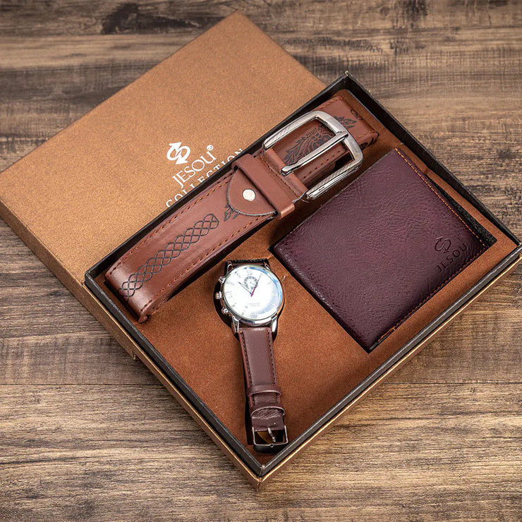 Men's Gift Set: Watch, Wallet, and Belt Combo