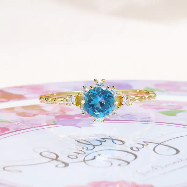 S925 Blue Topaz Sparkle Ring