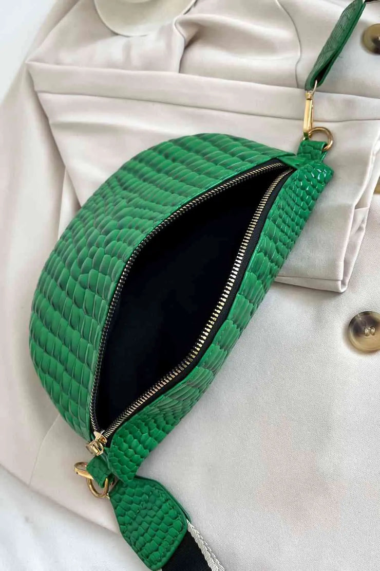 Ella Croc-Textured Sling & Coin Bag