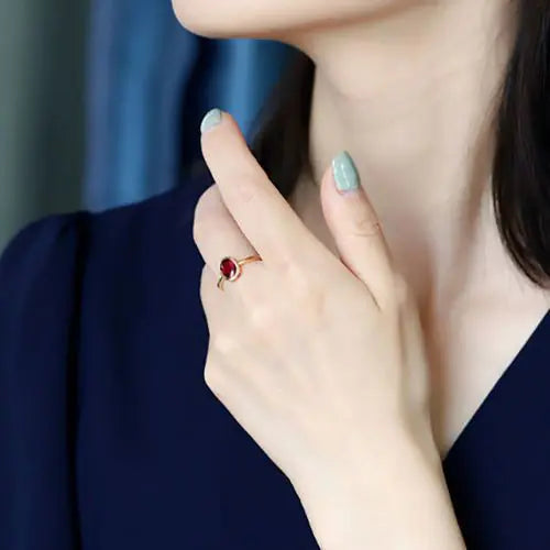 Silver Fashion Ring with Imitation Ruby