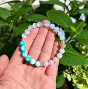 Crystal Bead String Bracelet, Light Blue.