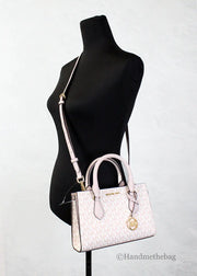 Michael Kors Sheila White Rose Center Zip Satchel Bag