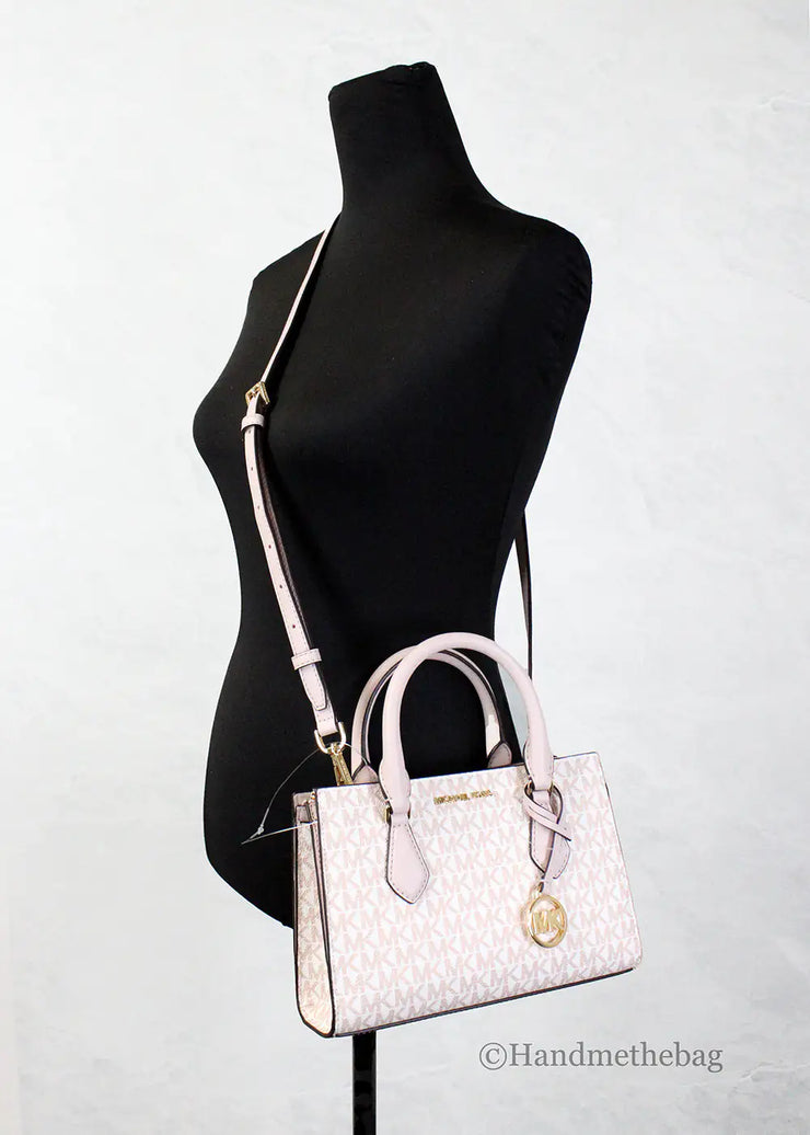 Michael Kors Sheila White Rose Center Zip Satchel Bag