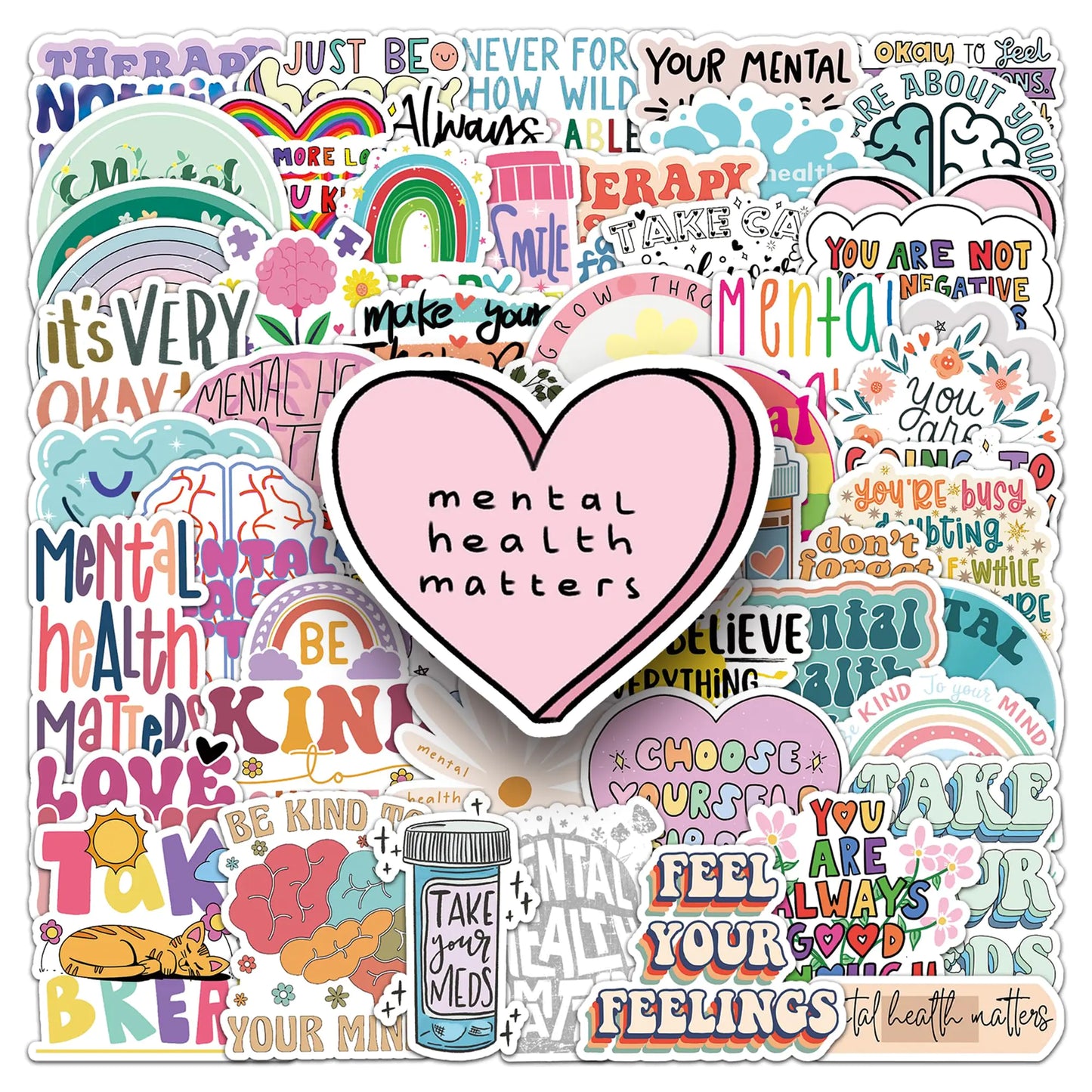 Mental Health Stickers 100PCs Mental Health Matters Awareness Stickers Vinyl